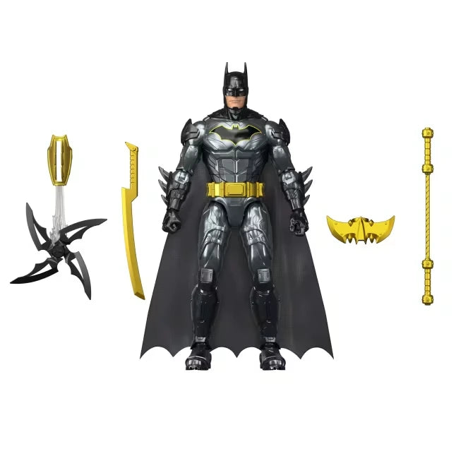 DC Premier Crime Crusher Batman with black cape, Batarang, sword, knuckle weapon and nunchaku