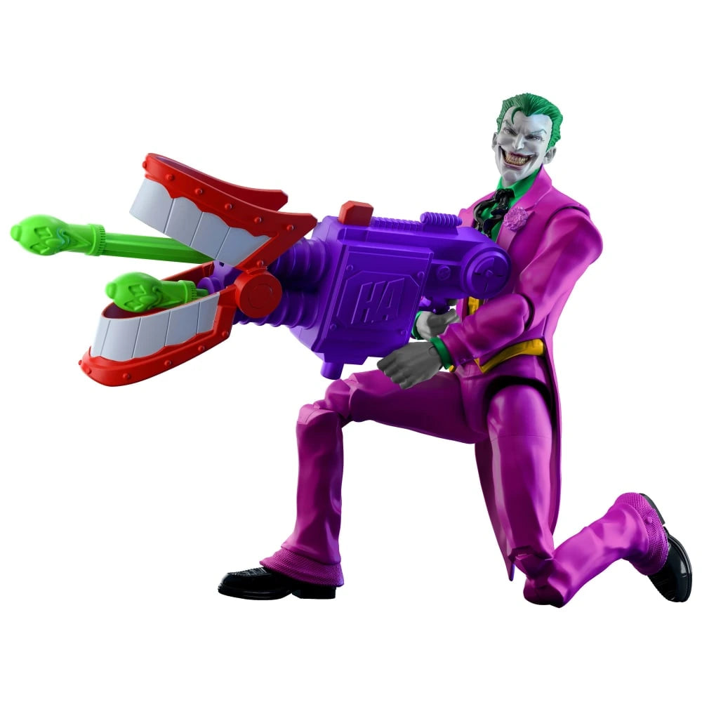 DC Premier The Joker firing two green projectiles from purple blaster
