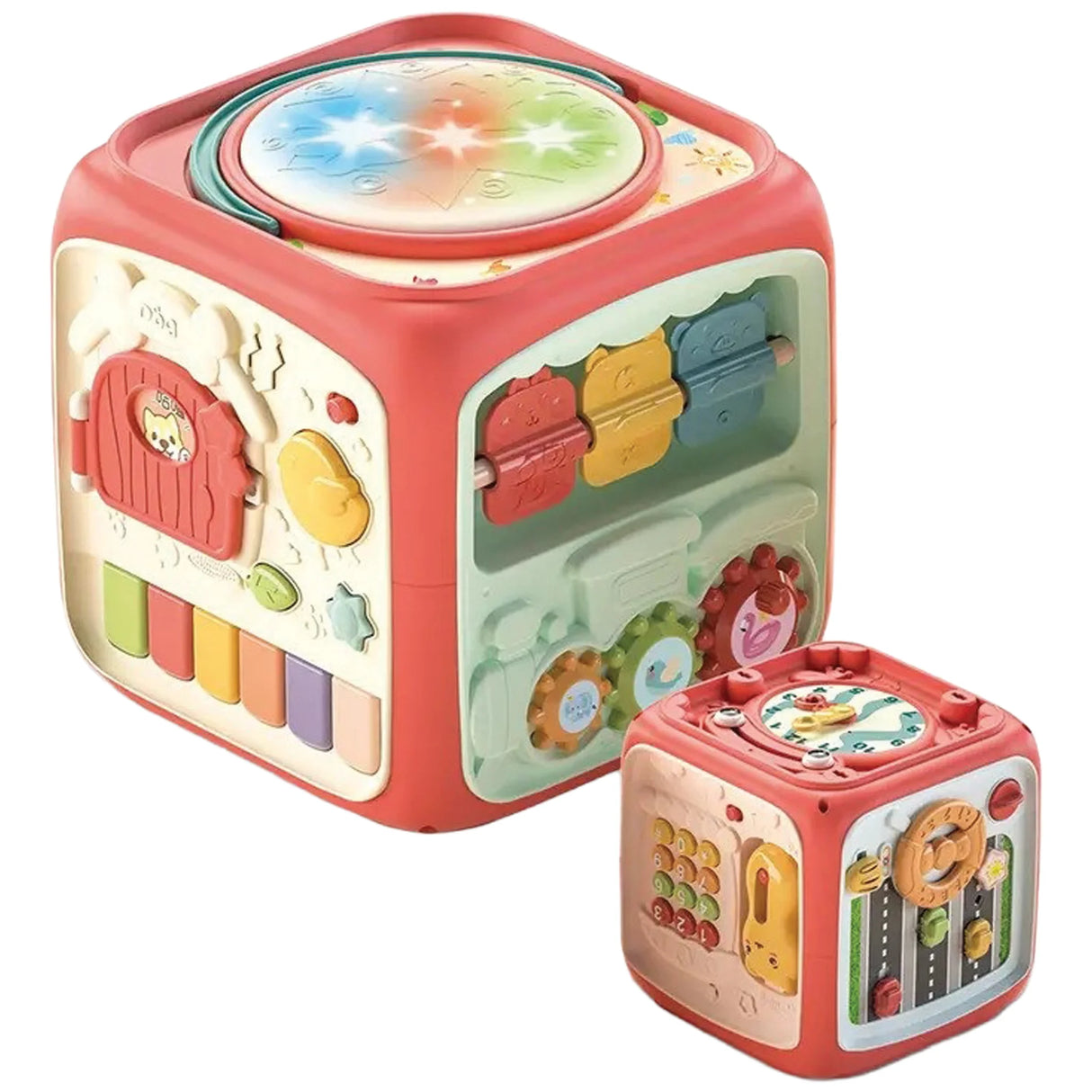 Musical activity cube for toddlers with bright colours gears and sound effects