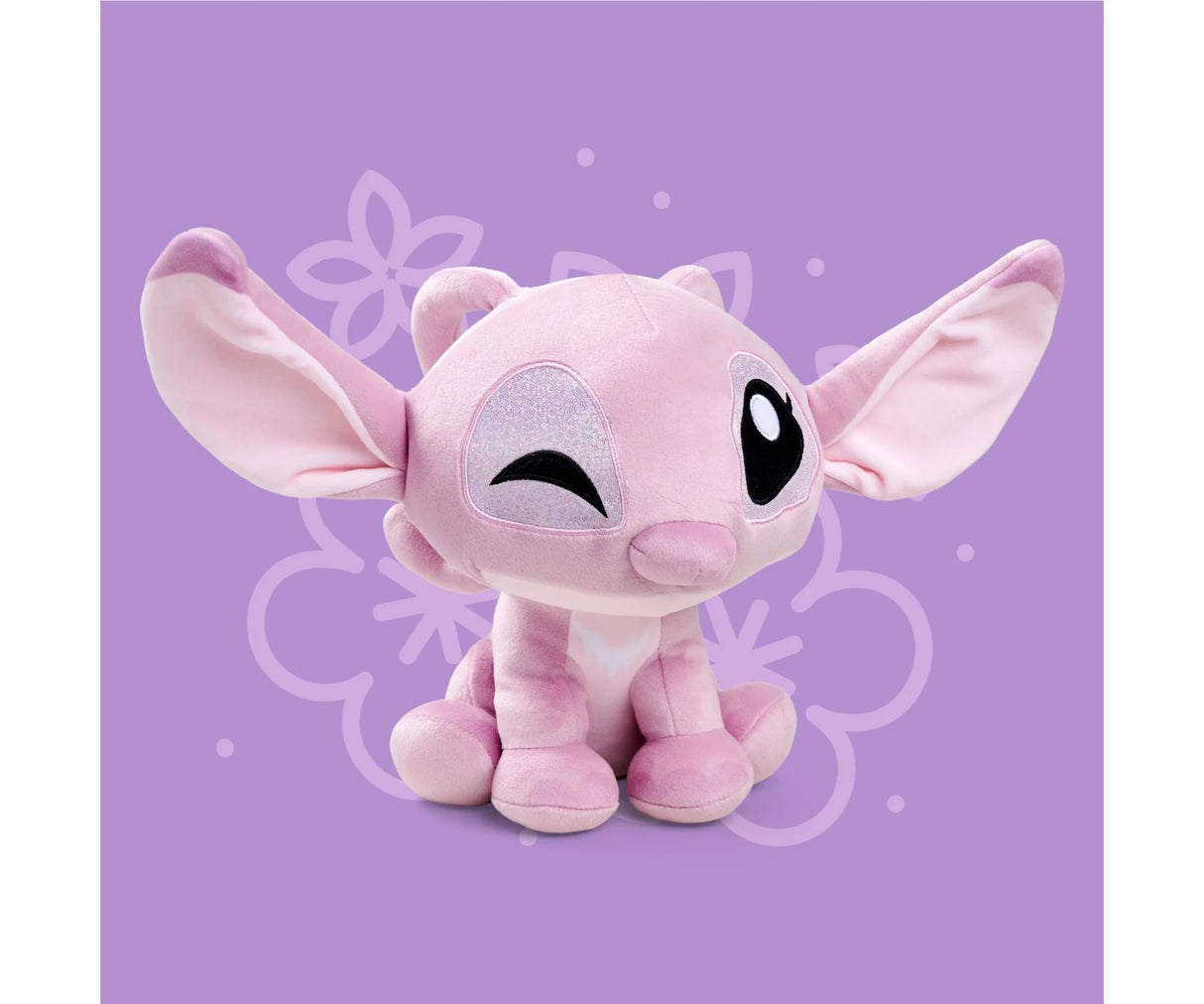 Cute Disney Doorables Angel plush toy from Lilo and Stitch sitting in a playful pose with bright expressive eyes.