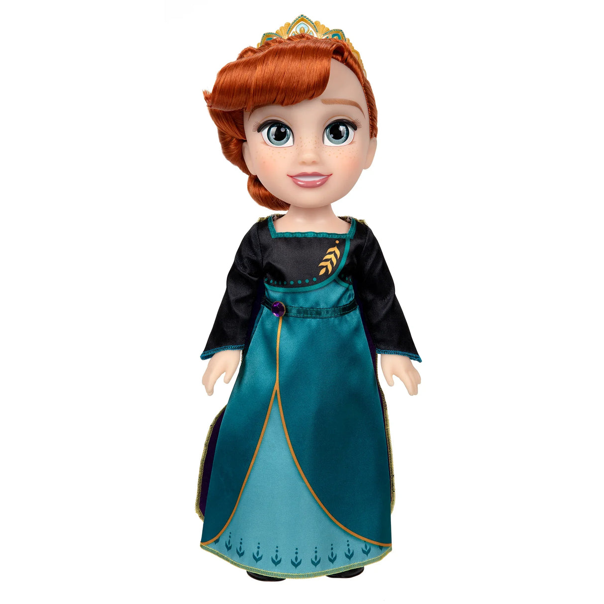 Disney Frozen Anna Toddler Doll standing in Queen Anna dress with cape, belt, and gold tiara in Ireland.