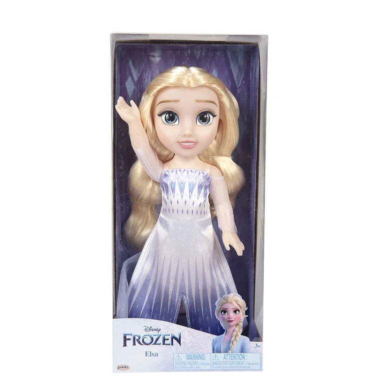 Disney Frozen Elsa Toddler Doll packaged in display box wearing shimmering gown with cape in Ireland.