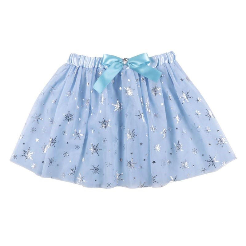 Disney Frozen Fantasy Beauty Accessories Set blue tulle skirt with silver snowflake print and blue satin bow