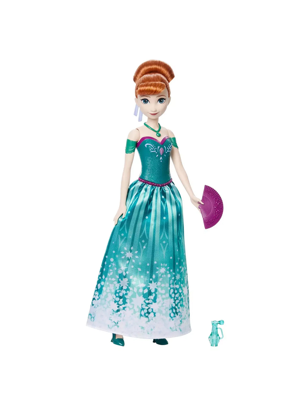 Disney Frozen Spin & Reveal Anna doll with accessories including fan and shoes