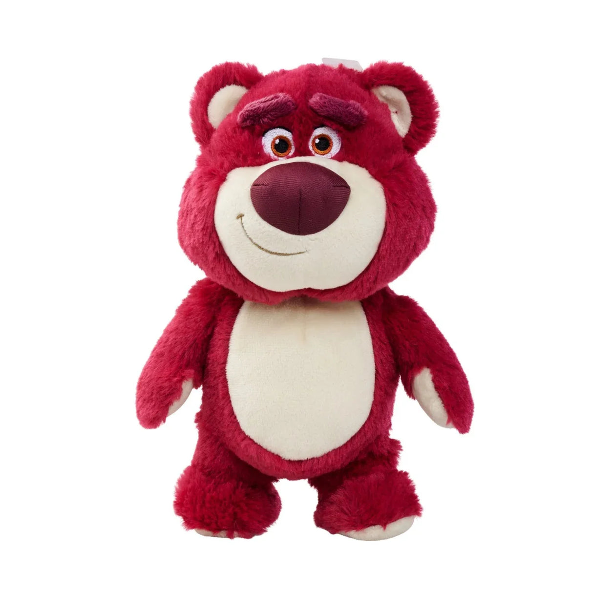Lotso 25 cm plush toy from Disney Pixar Toy Story, pink with white belly, soft fabric, shown on white background.