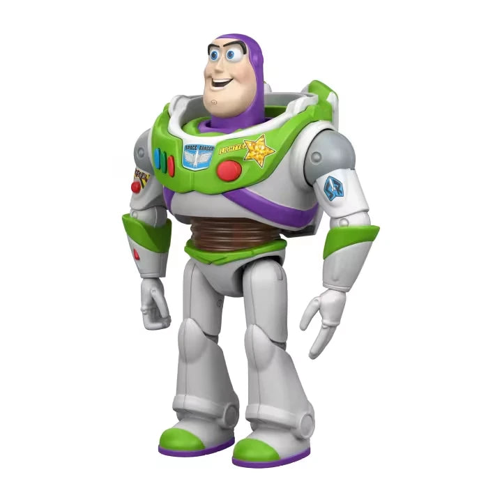 Buzz Lightyear figure shown from an angled front view on a white background