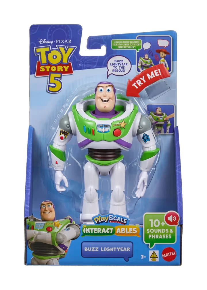 Toy Story 5 Interactables Buzz Lightyear figure shown in front packaging