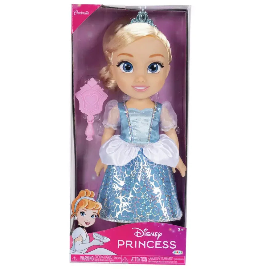 Disney Princess Cinderella Toddler Doll in display box wearing sparkling blue gown with tiara in Ireland.