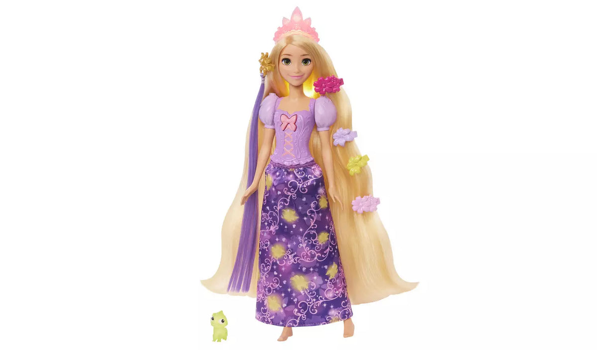 Disney Princess Magical Hair Rapunzel Fashion Doll with colourful hair clips and Pascal