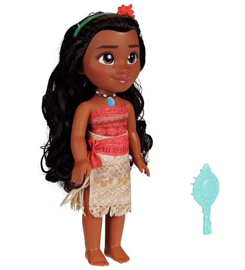 Disney Princess Toddler Moana Doll in iconic outfit with necklace, headband, and flowing black hair in Ireland.