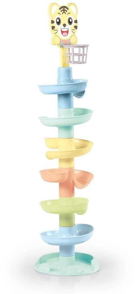 Dolu Ball Tower XL colourful spiral tower with cartoon animal top and ball basket