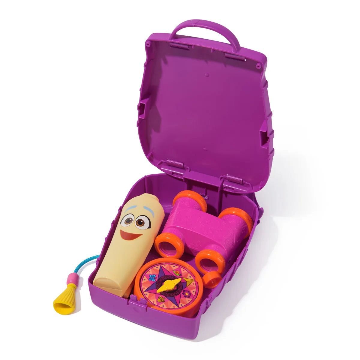 Dora My Adventure Backpack opened up with accessories stored neatly inside for play in Ireland.