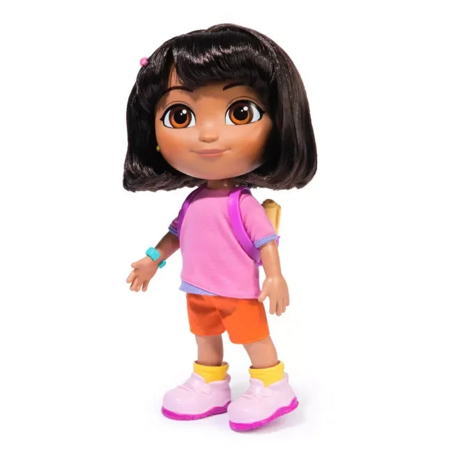 Dora Sing & Explore Best Friend Doll standing upright wearing Backpack and shoes, ready for play in Ireland.