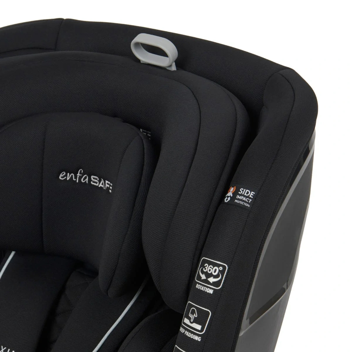 Close up of the Enfasafe Maxima i-Size car seat headrest and side padding