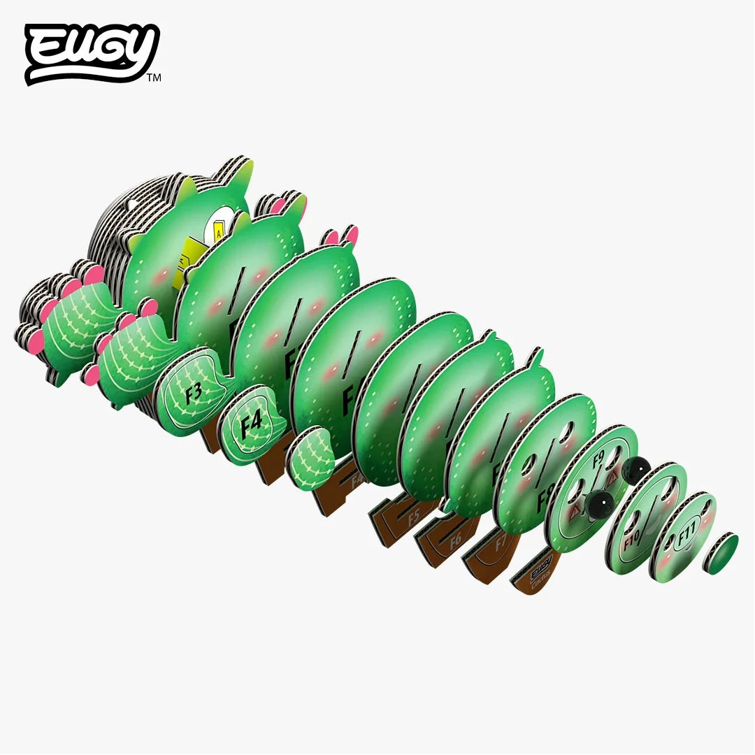 EUGY Cactus numbered cardboard pieces shown in assembly order