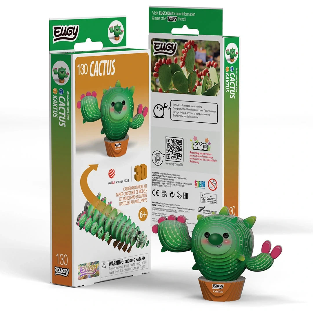 EUGY Cactus packaging front and back with completed model