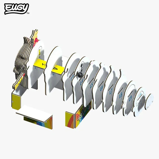 EUGY Cat Cottonball 3D model assembly stages showing numbered cardboard pieces and layers
