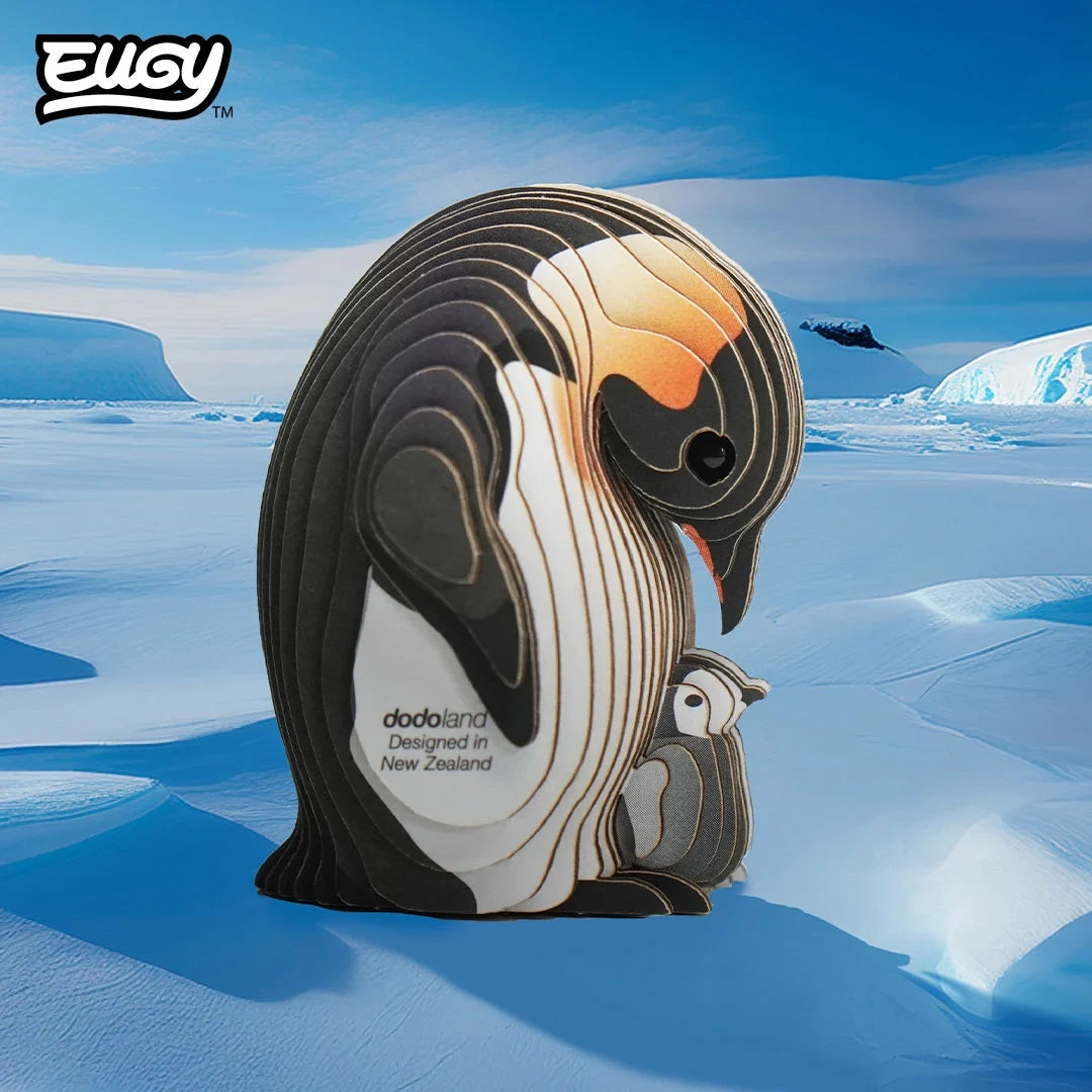 EUGY Emperor Penguin and chick model photographed in an Antarctic scene