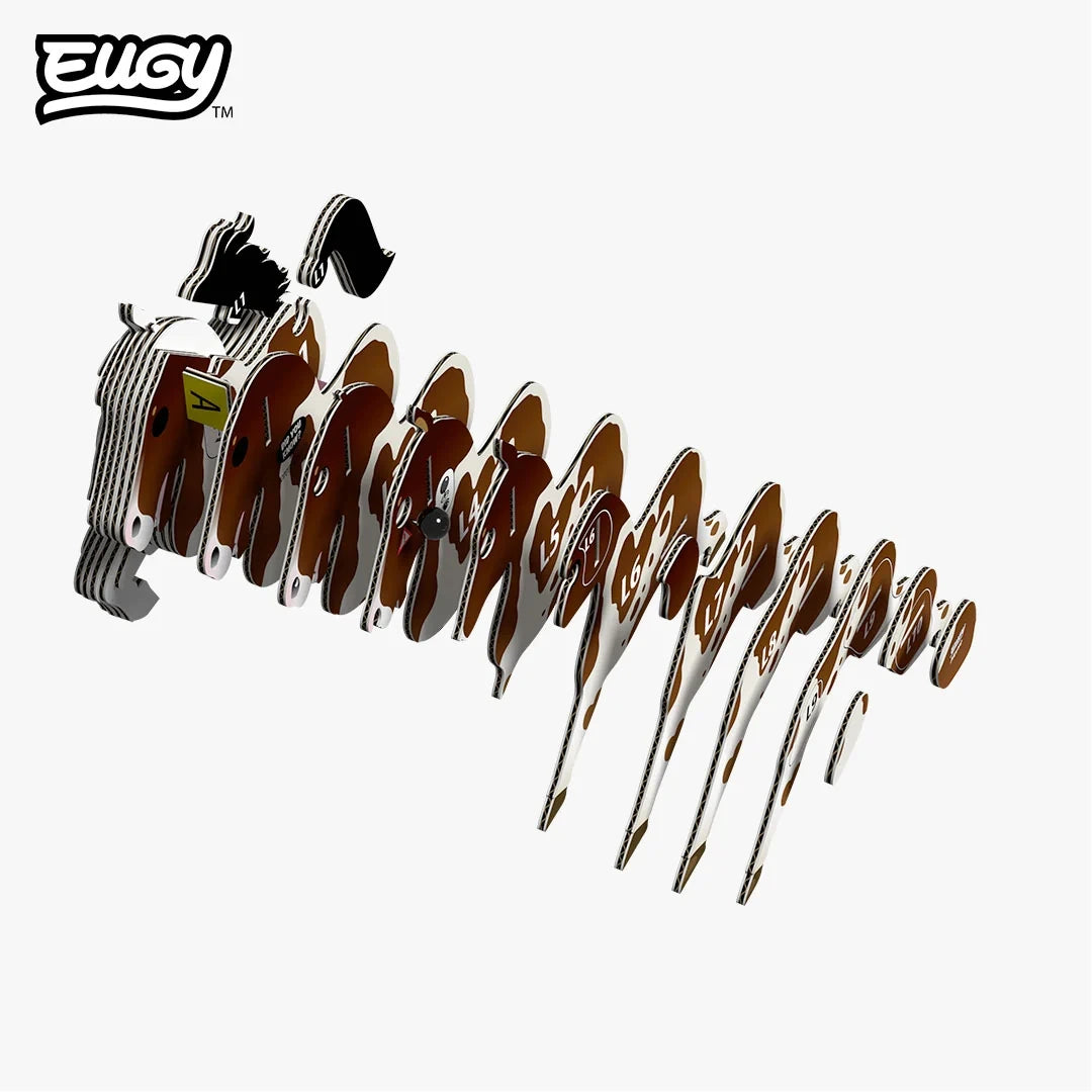 EUGY Horse numbered cardboard pieces shown in assembly order