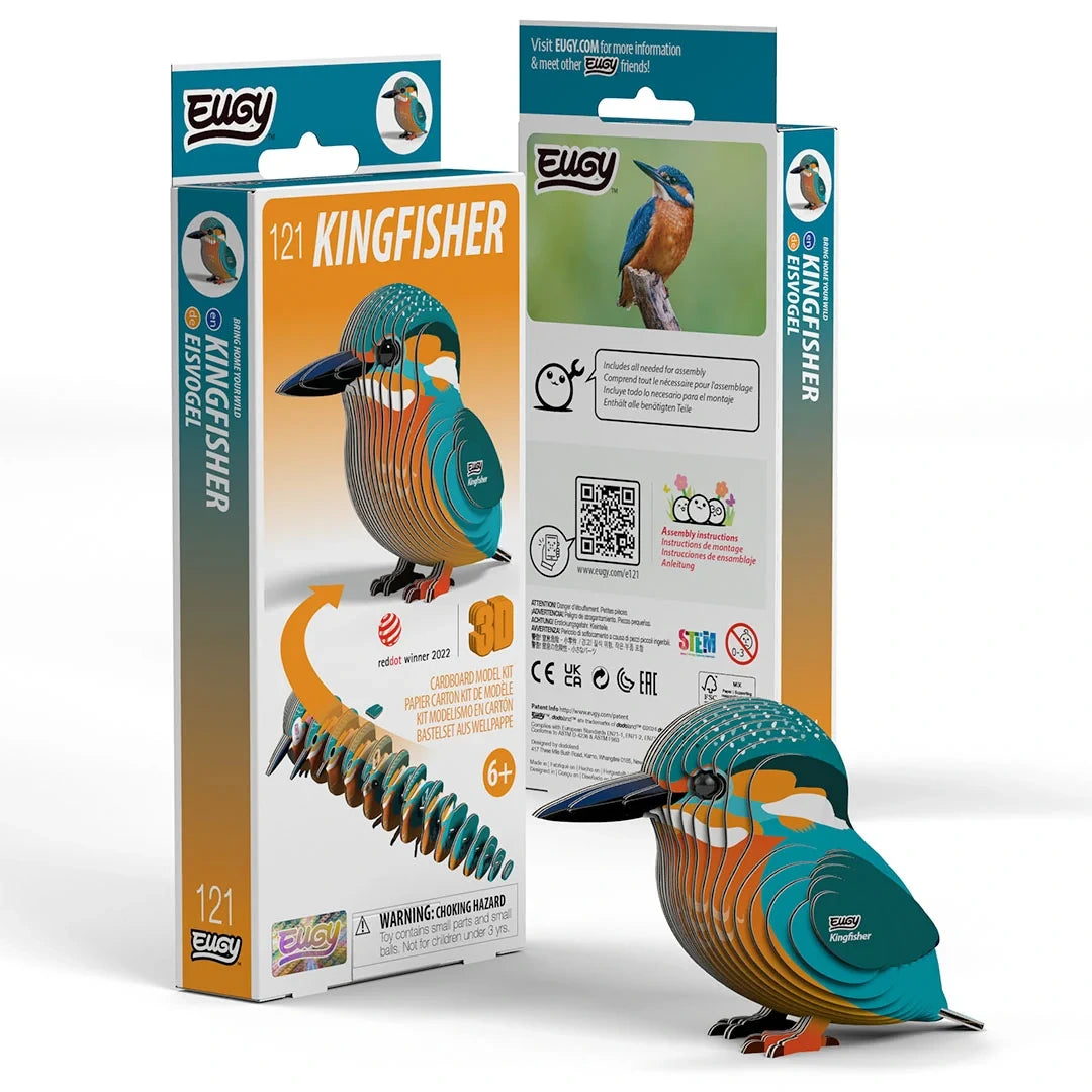 EUGY Kingfisher packaging front and back with completed model