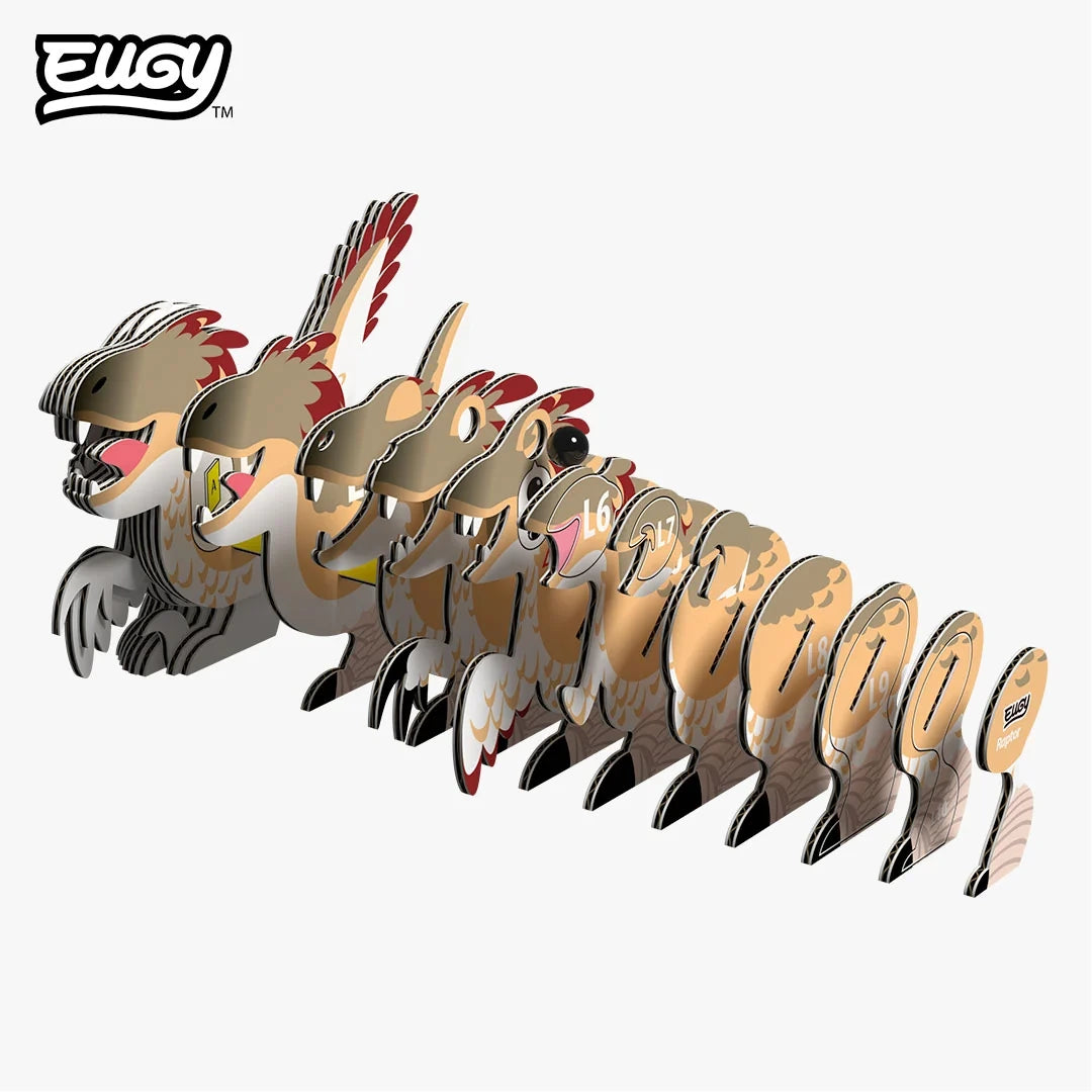 EUGY Raptor numbered cardboard pieces shown in assembly order