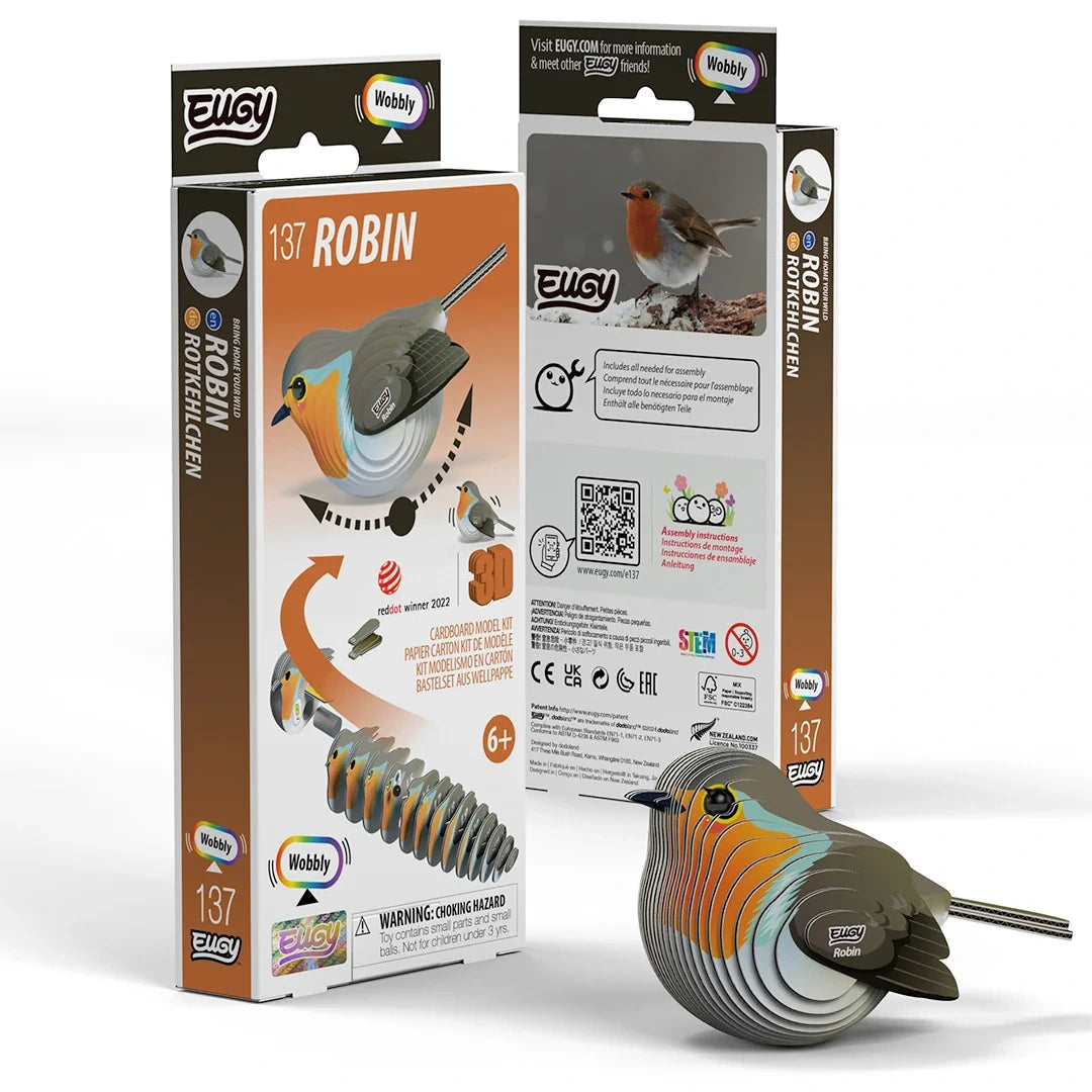 EUGY Robin packaging front and back with completed model