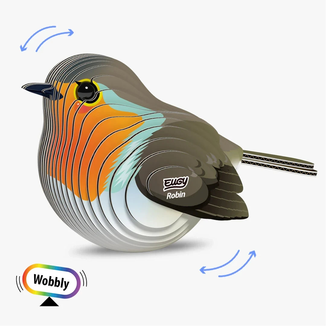 EUGY Robin model with arrows showing the self righting wobbly motion