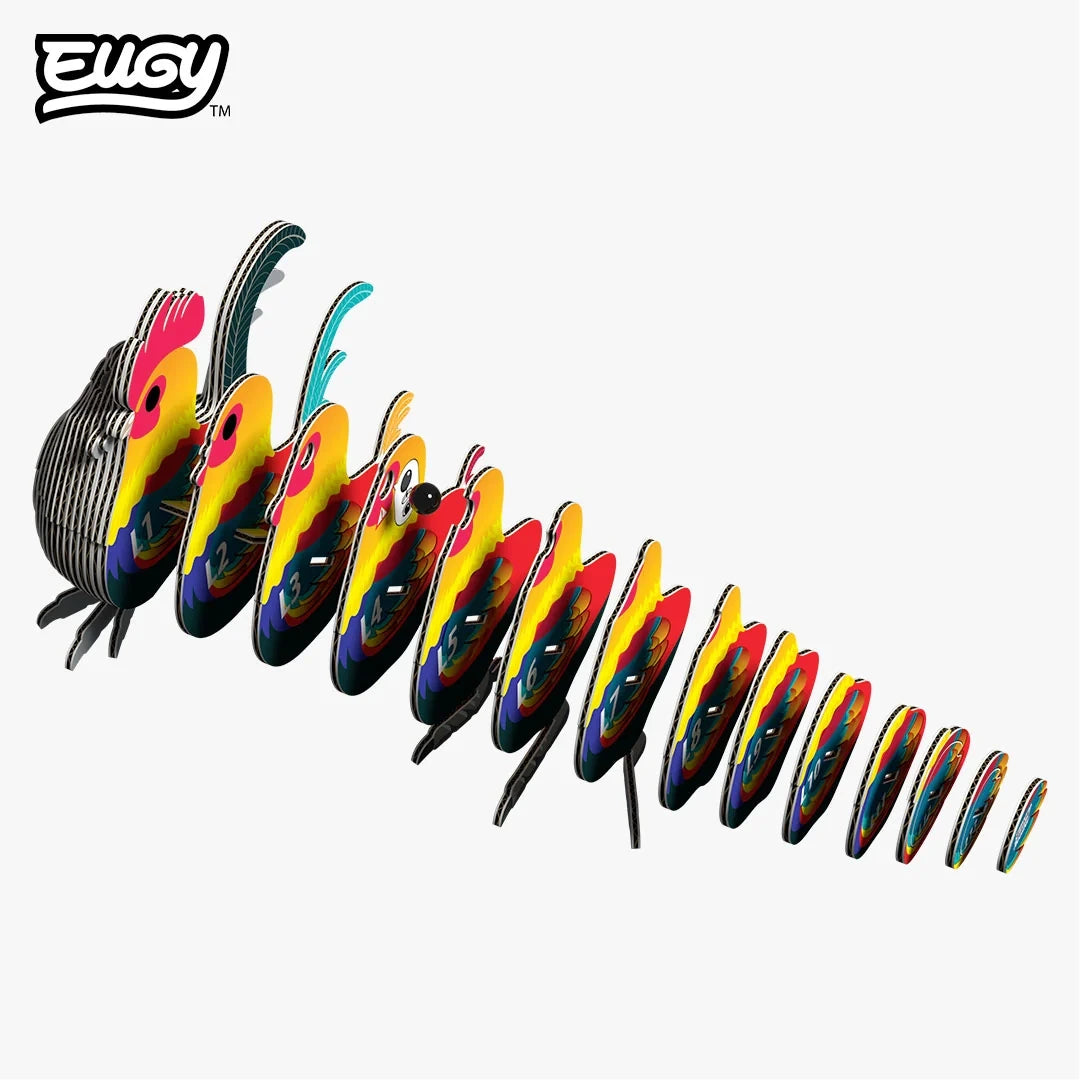 EUGY Rooster numbered cardboard pieces shown in assembly order
