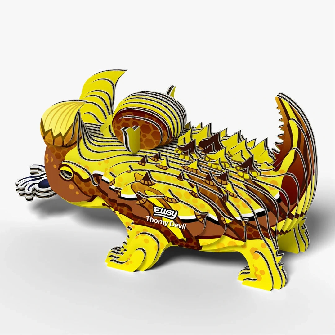 EUGY Thorny Devil rear three quarter view showing layered back spines and tail
