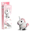 Boxed EUGY Unicorn 3D Cardboard Model Kit showing pink and white unicorn artwork and eco-friendly packaging