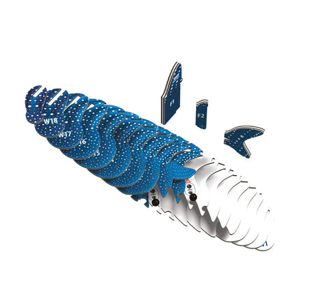 EUGY Whale Shark model parts arranged in numbered layers showing the assembly structure of the figure
