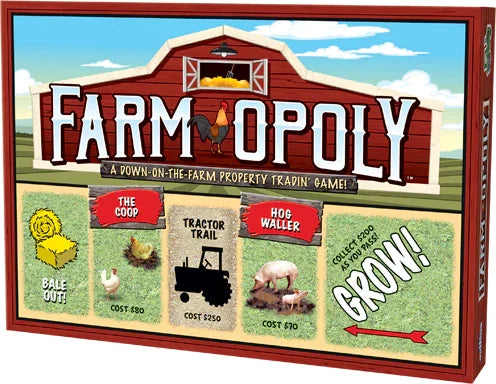 Farm Opoly board game box with farm-themed artwork in Ireland