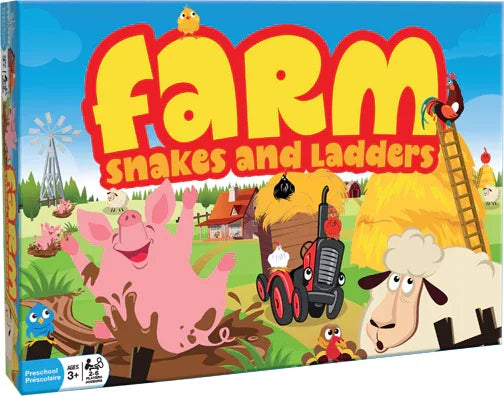 Snakes & Ladders Farm Edition game box with cartoon animals and tractor in Ireland