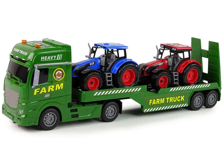 Farm Tractor Transporter truck side view with two tractors loaded on trailer in Ireland