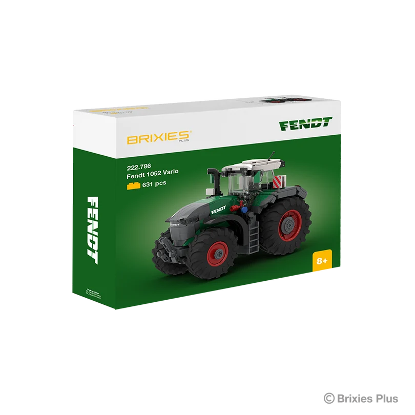 BRIXIES Plus Fendt 1052 Vario building set in its green and white Fendt branded retail box with the completed tractor pictured on the front