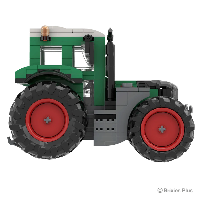 BRIXIES Plus Fendt 616 Vario in side profile with the bonnet extending right, enclosed cab, red rimmed wheels and grey lower bodywork visible