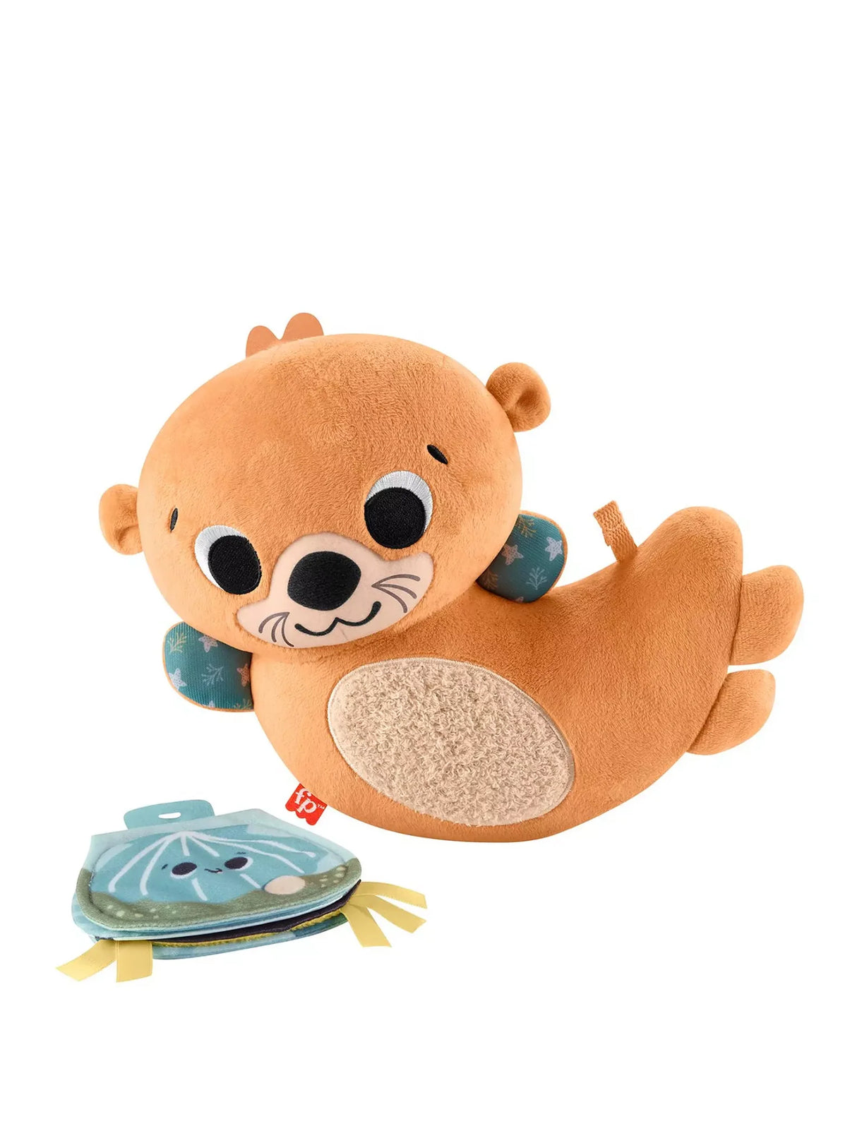 Fisher Price 2-in-1 Tummy Time Otter plush toy with attached sensory book for baby play and development.