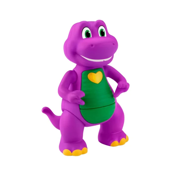 Fisher-Price Barney's World Heart Hands Barney purple figure with green belly and yellow heart