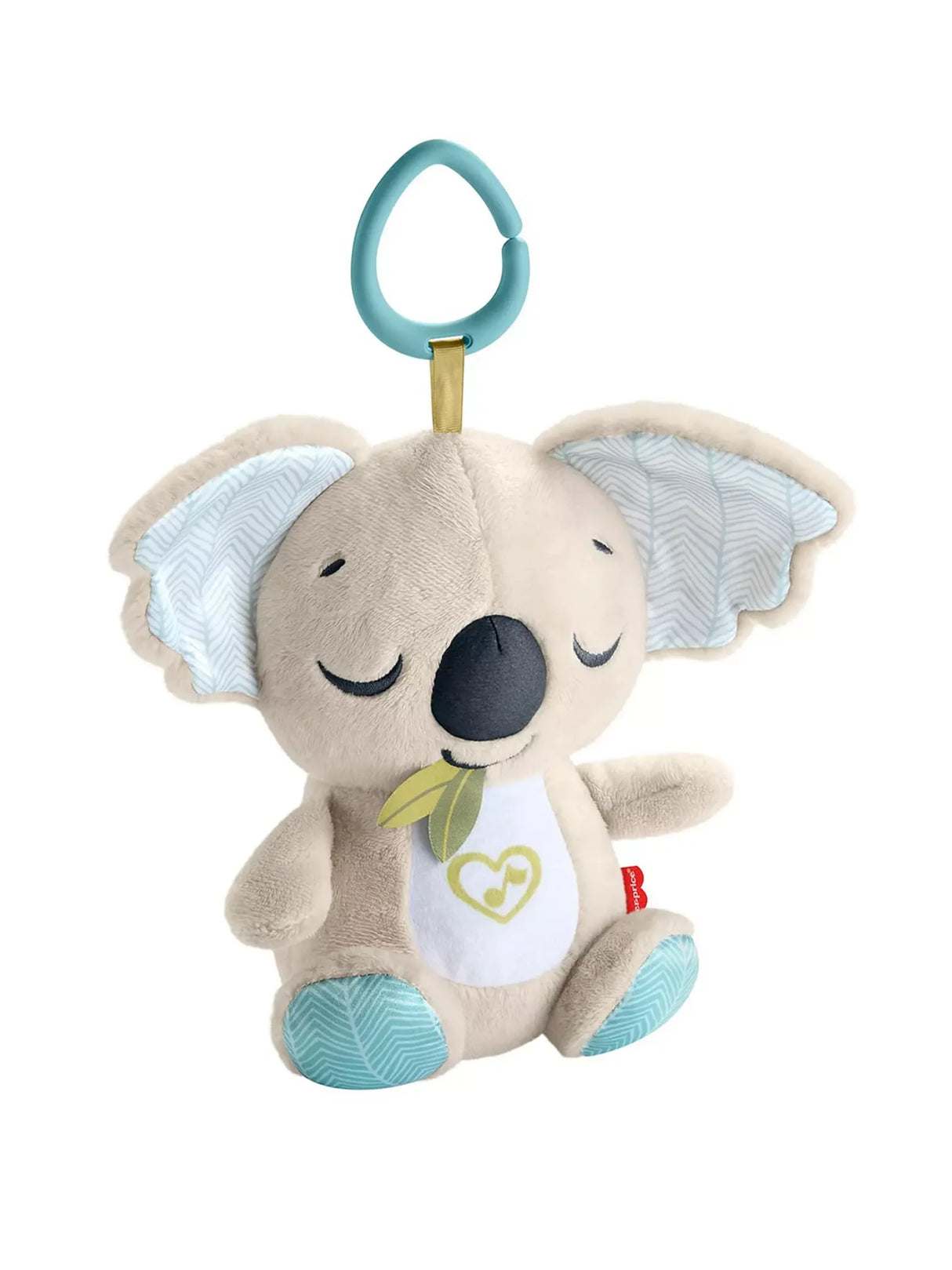 Soft Fisher Price On The Go Koala Soother plush with travel clip and sensory ribbons
