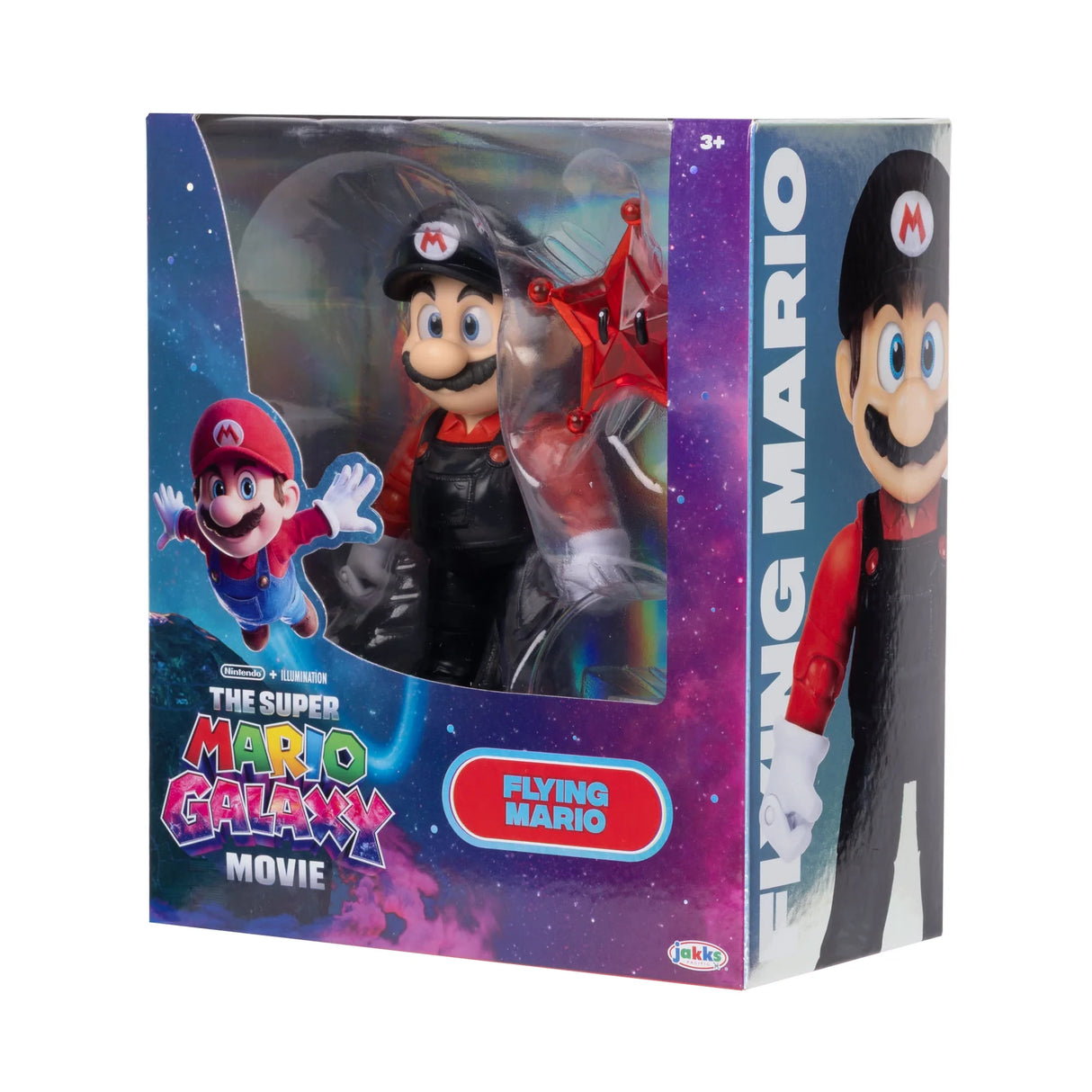 Flying Mario with Red Star figure in The Super Mario Galaxy Movie packaging viewed from the right