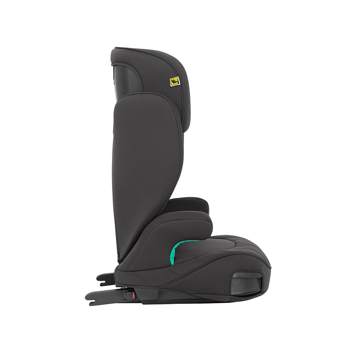 Side profile view of the Graco Affix i Size R129 Isofix high back booster car seat in Midnight, showing the tall backrest, armrests and Isofix attachment points