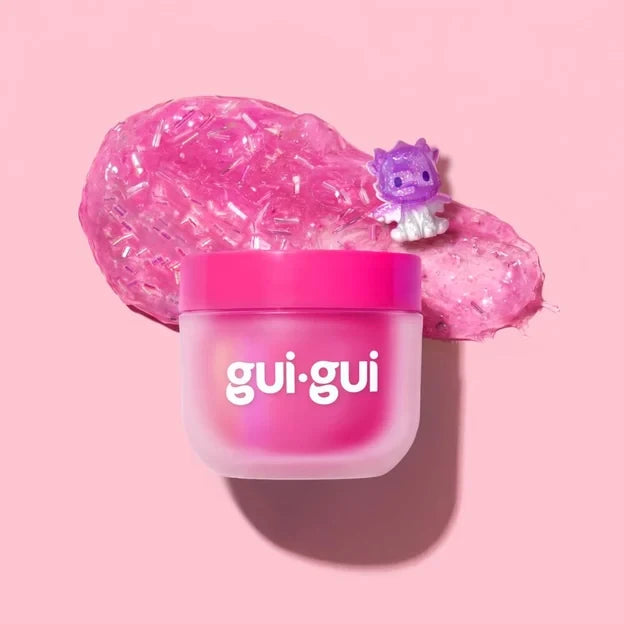 Gui Gui S2 Fruity Glow pink slime stretched over a pink tub with purple figure