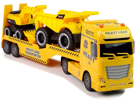 Heavy Load Transporter toy truck front view with excavator and tipper on trailer in Ireland
