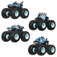 Display of Hot Wheels Monster Trucks X-Ray 4-Pack showing bold translucent skeleton-style truck designs in Ireland.