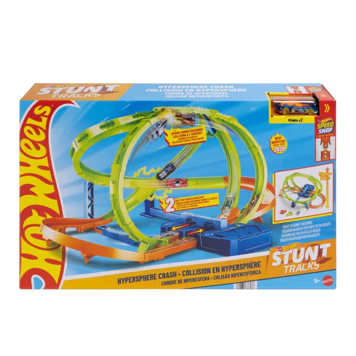 Hot Wheels Stunt Tracks Hypersphere Crash retail box showing the complete track set