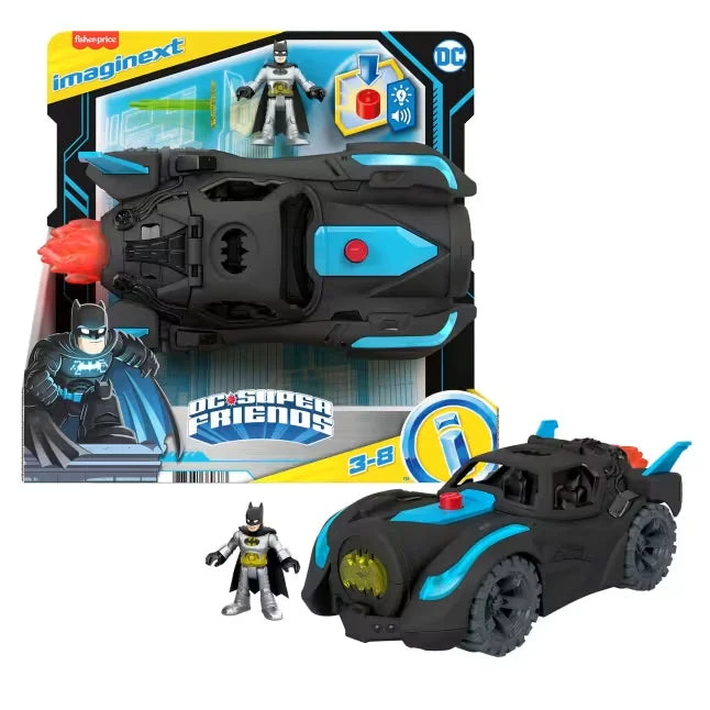 Imaginext DC Super Friends Lights and Sounds Batmobile set with Batman figure in packaging