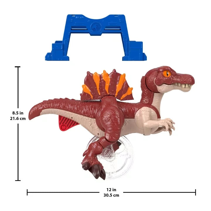 Imaginext Jurassic World Spinosaurus dimensions graphic showing 21.6 cm height and 30.5 cm length