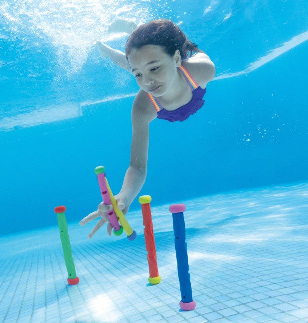 Child retrieving Intex Underwater Play Sticks in pool Ireland