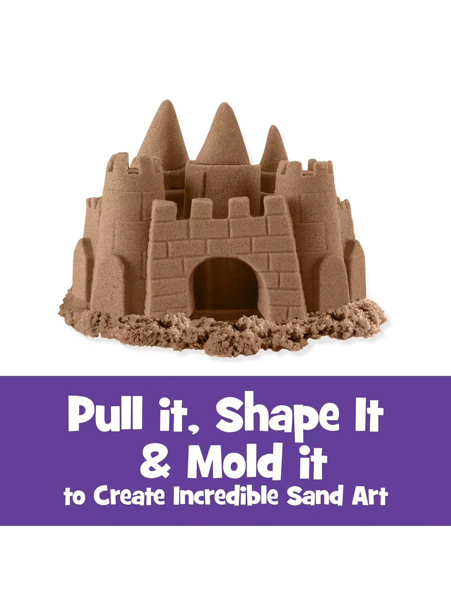 Kinetic Sand brown castle sculpture built from moulded sand – Ireland
