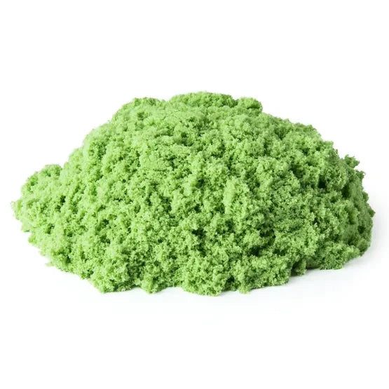 Loose green Kinetic Sand in a mound